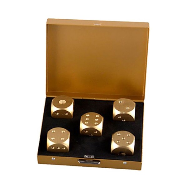 Set of 5 aluminum dice, model D5AG, golden color